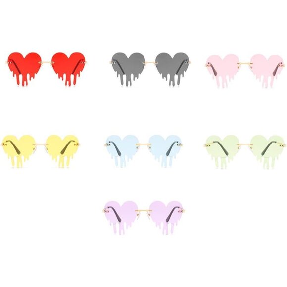 Heart Shaped Rimless Sunglasses Women Men UV400 Protect Fashion Accessories - Picture 6 of 6